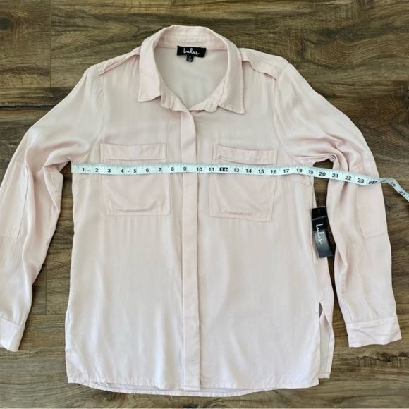 LULU’S Chic Pursuit Long Sleeve Button down Top in Light Blush Pink Size S NWT - Picture 10 of 11